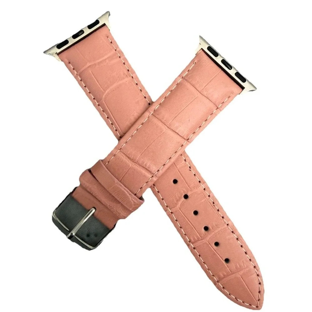 unbranded Unisex's Genuine Leather  Smartwatch Watch Band Pink Size 38-40 MM New